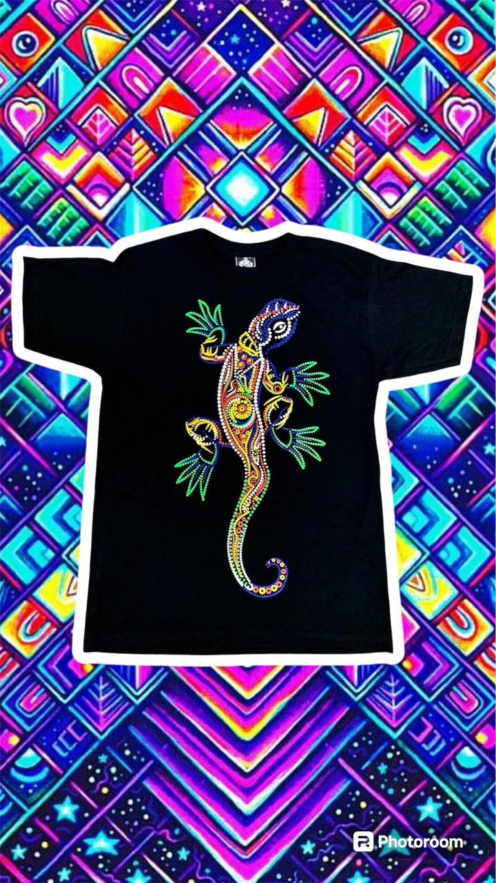 🦎 Camiseta acuarela y puntillismo iguana 🦎