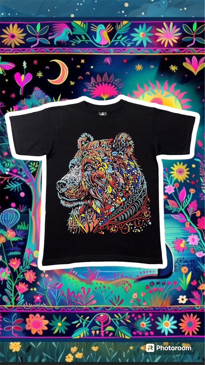 🐻 Camiseta acuarela y puntillismo oso   🐻