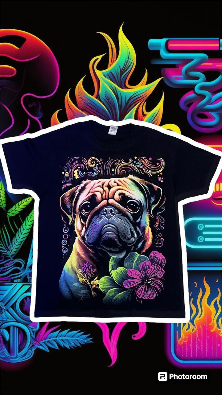 🐶🐶 Camiseta acuarela y puntillismo Pug 🐶🐶