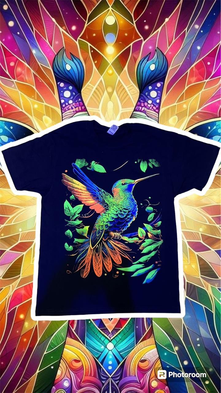 🦜🌪️ Camiseta acuarela y puntillismo colibrí fly 🦜🌪️