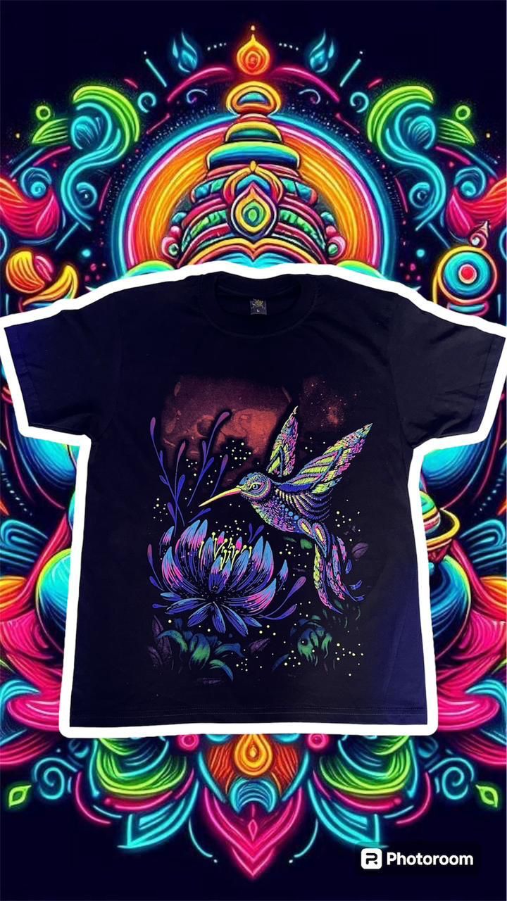 🦃 Camiseta acuarela y puntillismo colibrí flor 🦃