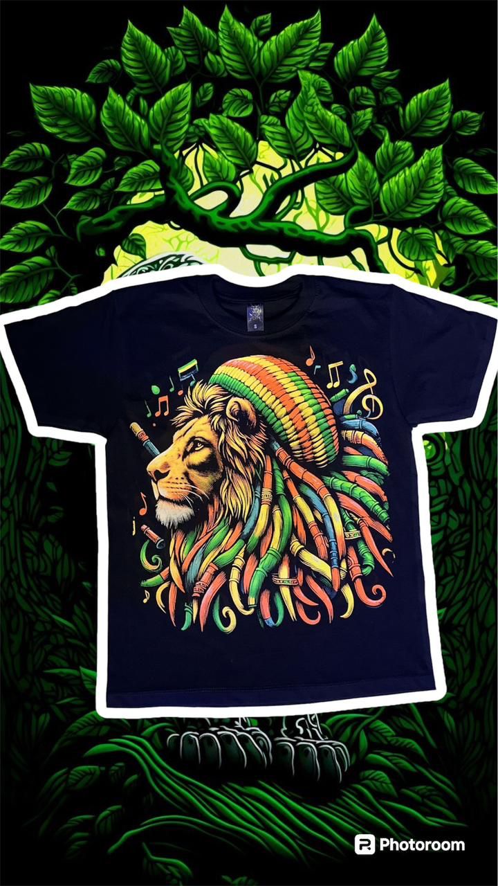 🦁 Camiseta acuarela y puntillismo león rasta 🦁