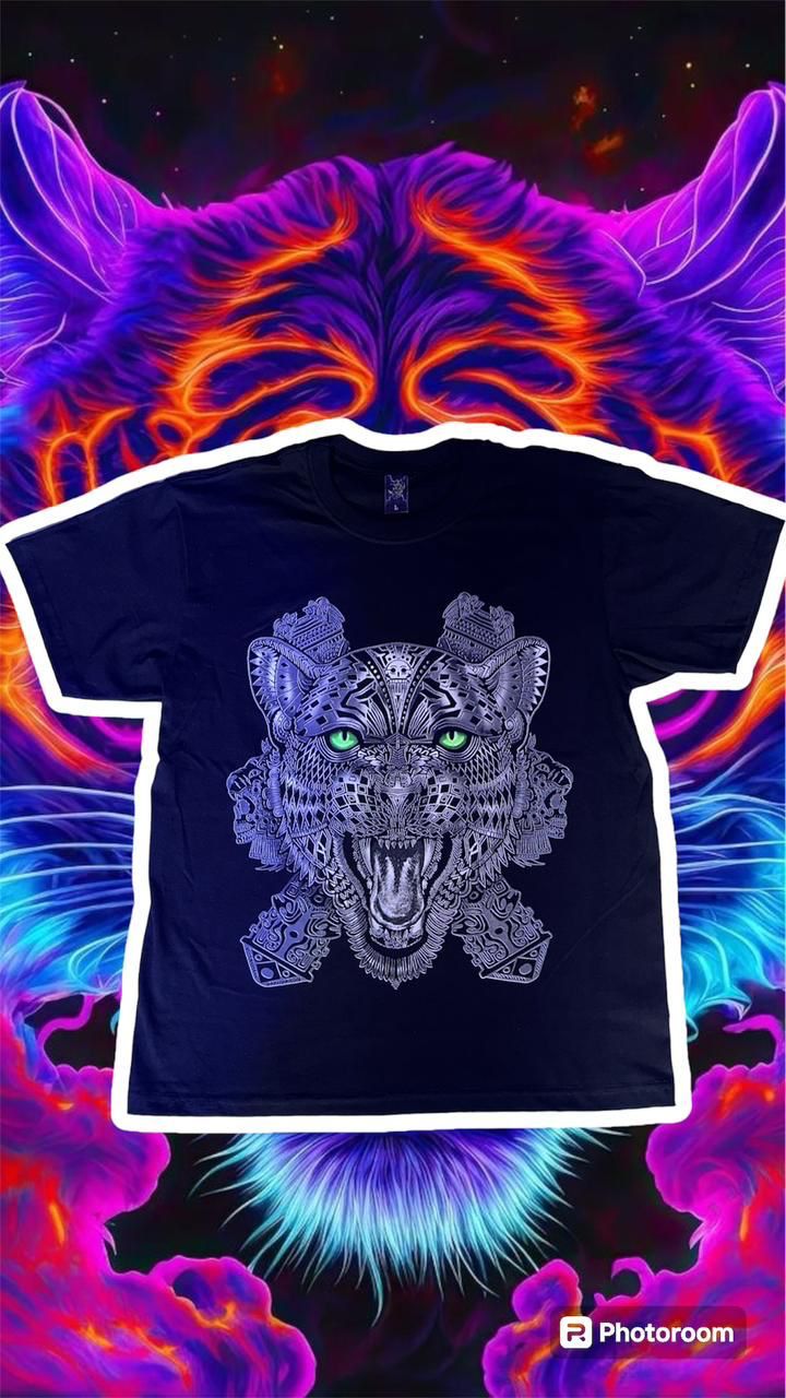 🐱 Camiseta acuarela y puntillismo leopardo rugido 🐱