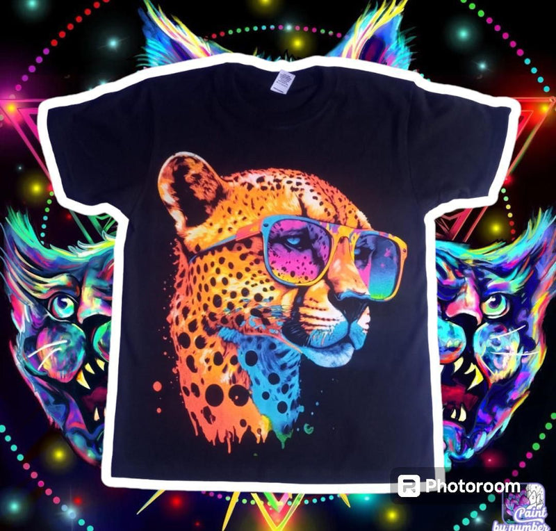 🐆🕶️ Camiseta acuarela y puntillismo leopardo gafas 🐆🕶️