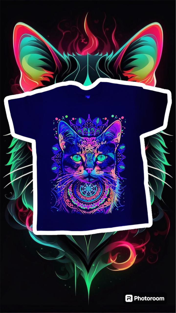 🐱 Camiseta acuarela y puntillismo gato 🐱