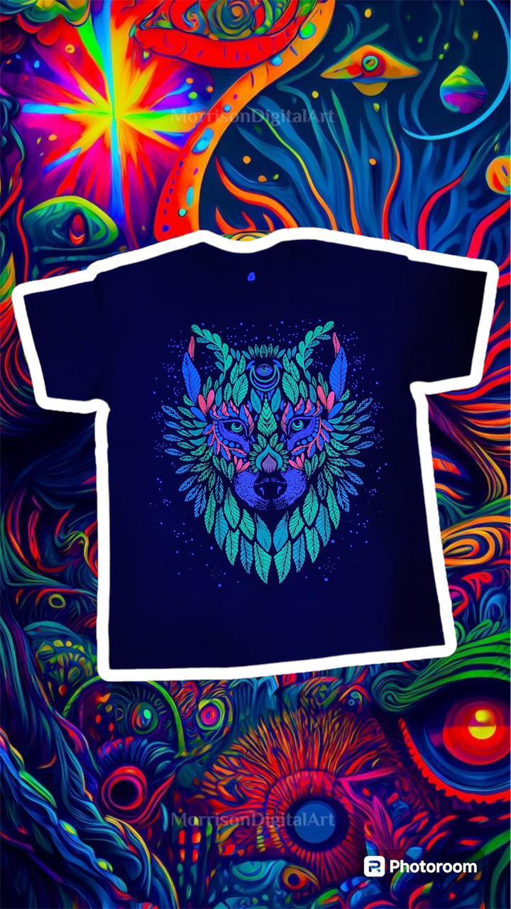 🐺 Camiseta acuarela y puntillismo lobo cara 🐺