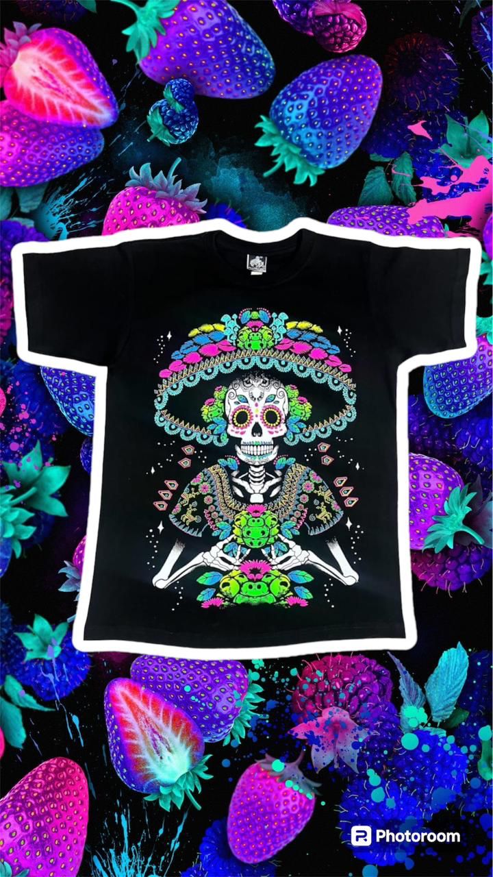 ☠️ Camiseta acuarela y puntillismo día de los muertos ☠️