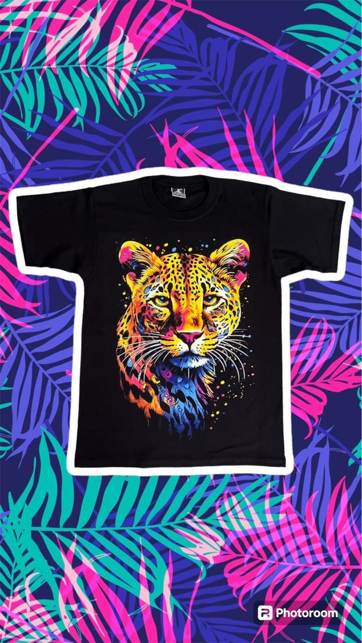 🐆 Camiseta acuarela y puntillismo leopardo cara 🐆🐆