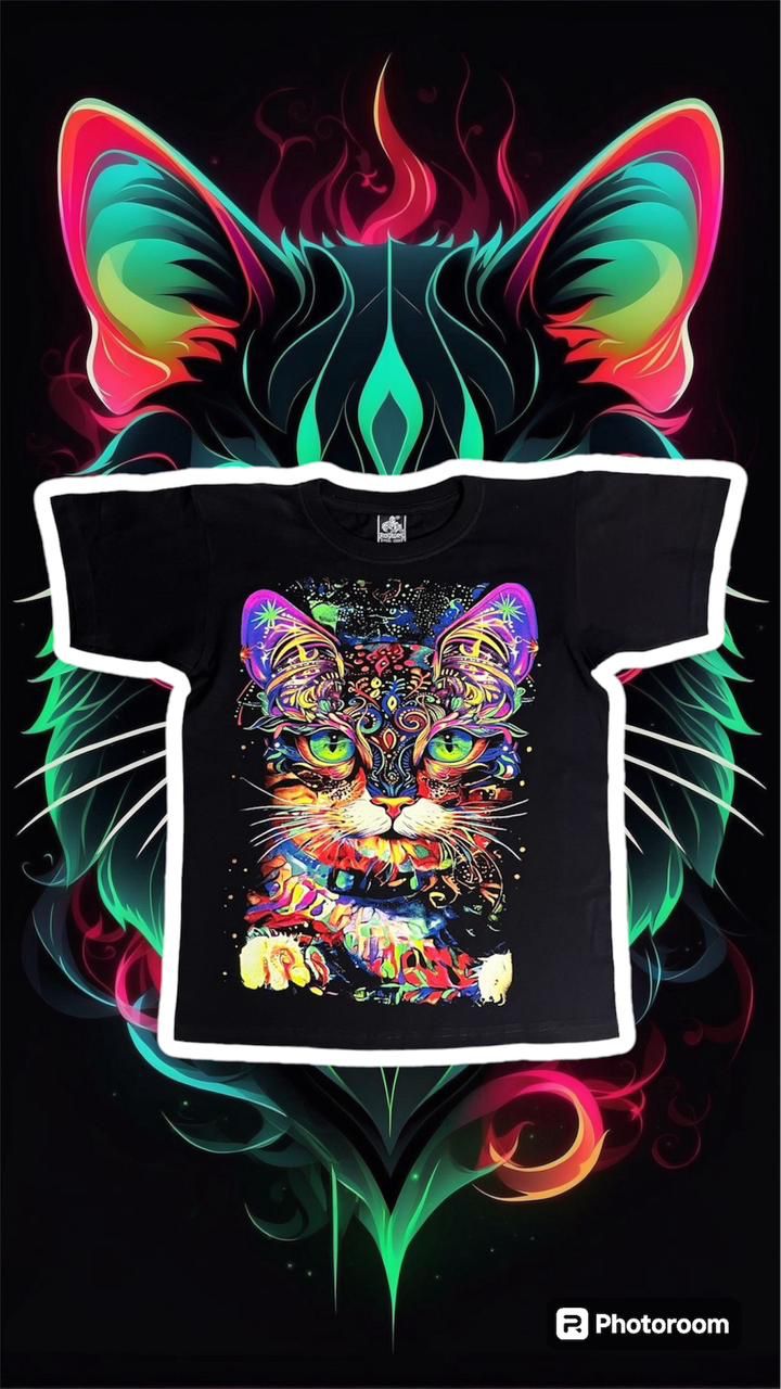 🐱🧠 Camiseta acuarela y puntillismo gato brain 🐱🧠